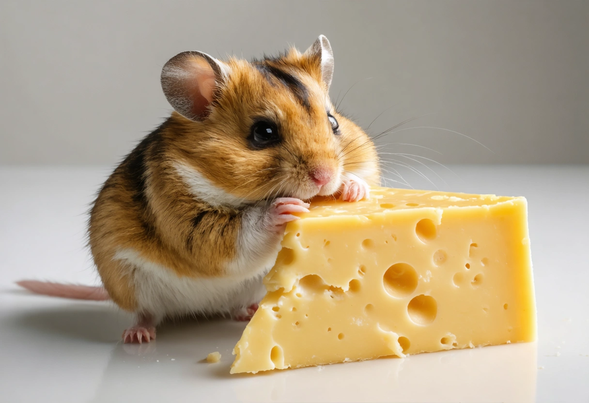 hamster eating cheese