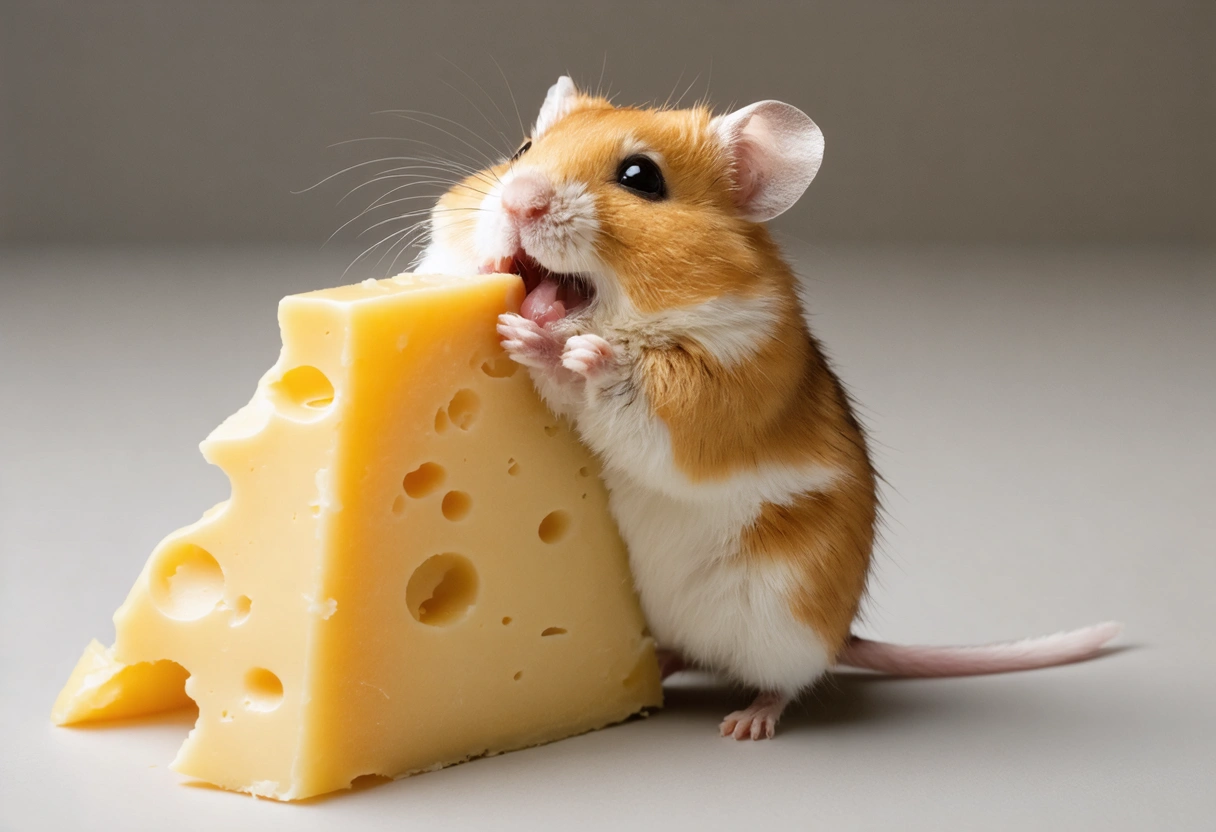 hamster eating cheese